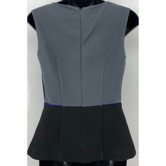 Banana Republic Women Blouse Size 2 Color Block Gray Black Sleeveless Zip Back - Picture 2 of 7